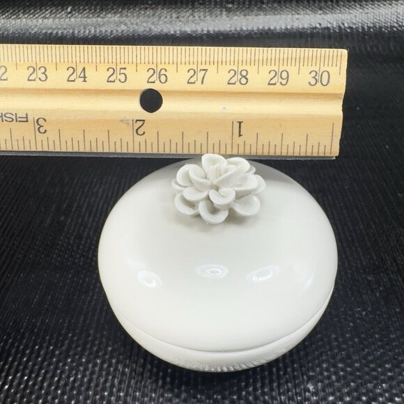 Vintage Italian Pottery Trinket Dish Holder With Applied Flower Lid Pill Holder - Picture 2 of 9